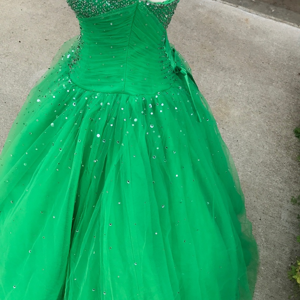 Mori Lee by Madeline Gardner Size 7/8 Green Envy Strapless Quinceañera Ball Gown - Picture 11 of 13